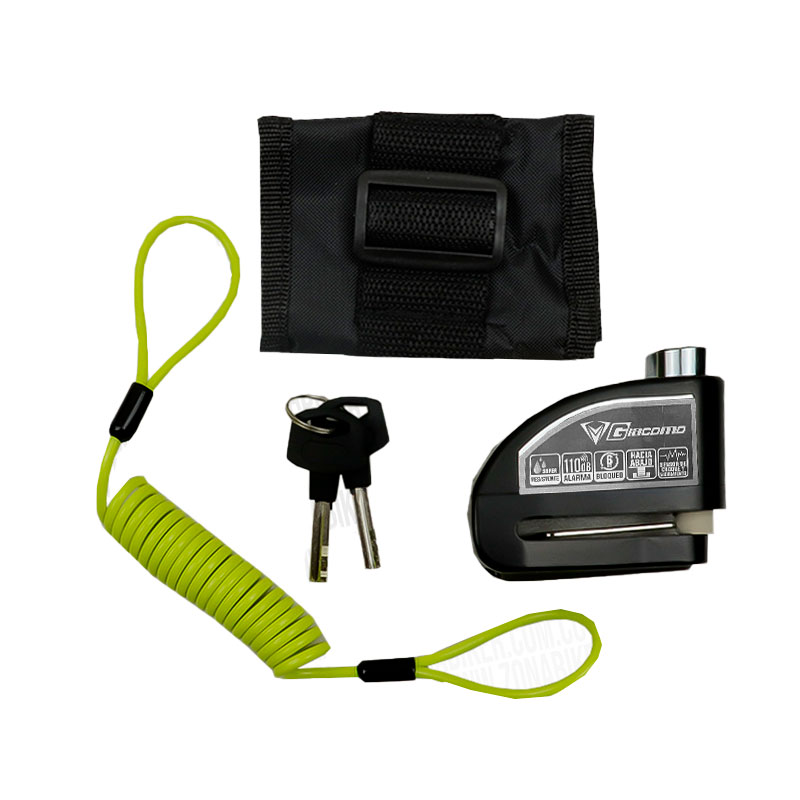 Candado Freno Disco Alarma Guaya Negro