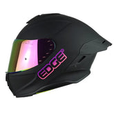 Casco Edge Shangai Solido Negro Rosado