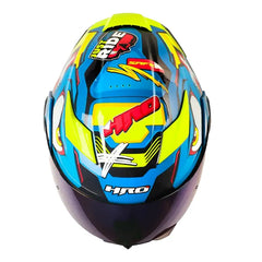 Casco Hro 3400Dv Evo Full Gas Azul Amarillo Visor Iridium Azul 2