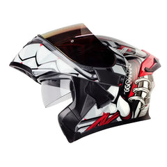 Casco Hro 3400Dv Evo Full Gas Gris Oscuro Rojo Visor Iridium Rojo