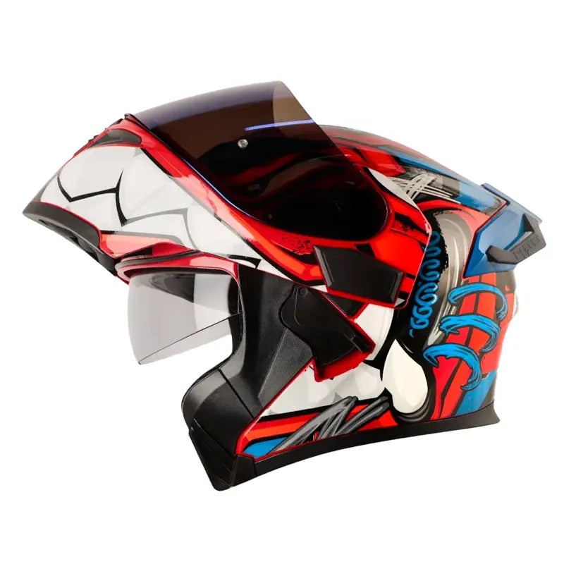 Casco Hro 3400Dv Evo Full Gas Naranja Azul Visor Iridium Azul