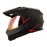 Casco Hro Mx-330Dv Solid Negro Rojo Visor Iridium Rojo
