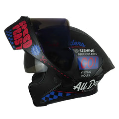 Casco Ich 3120 Fifties Negro Rojo Visor Azul