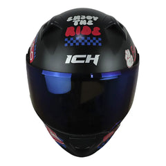 Casco Ich 3120 Fifties Negro Rojo Visor Azul 2