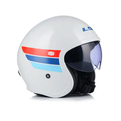 Casco Ls2 Of599 Retro Blanco Azul Visor Smoke 2