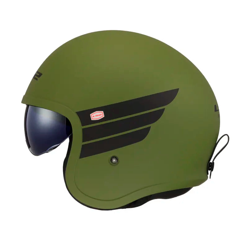 Casco Ls2 Of599 Retro Verde Militar Visor Smoke