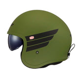 Casco Ls2 Of599 Retro Verde Militar Visor Smoke