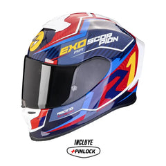 Casco Scorpion Exo-R1 Evo ll Air Coup Azul Rojo Amarillo