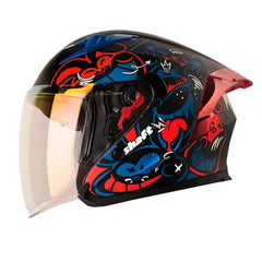 Casco Shaft 226 Gt Anymaniac Negro Azul Visor Iridium Rojo