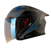 Casco Shaft 226 Gt Balam Gris Oscuro Azul Visor Iridium Azul