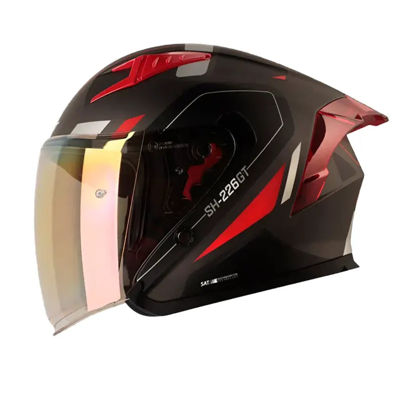 Casco Shaft 226 Gt Balam Negro Rojo Visor Iridium Rojo