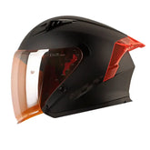 Casco Shaft 226sp Solid Negro Gris Visor Iridium Naranja