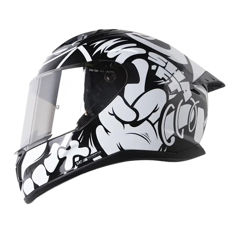 Casco Shaft 522sp Bearty Negro Blanco Visor Iridium Silver