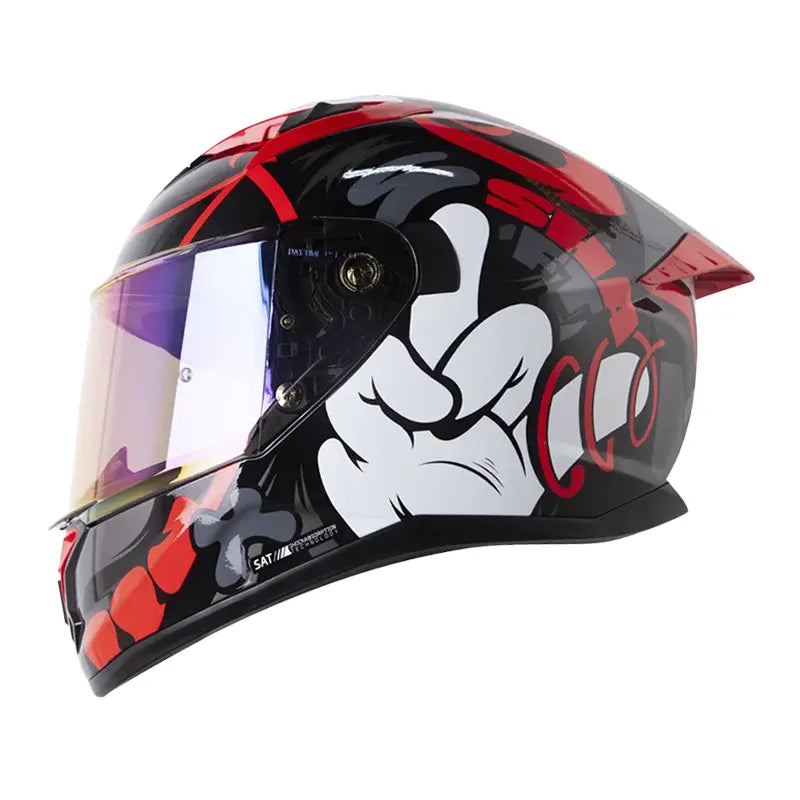 Casco Shaft 522sp Bearty Negro Rojo Visor Iridium Rojo
