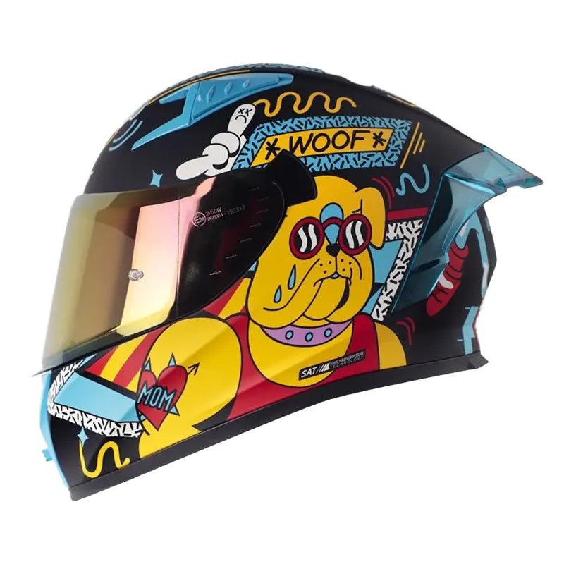 Casco Shaft 526sp Evo Ungloriou Negro Azul Visor Iridium Rojo