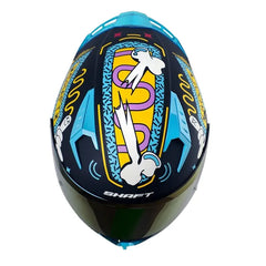 Casco Shaft 526sp Evo Ungloriou Negro Azul Visor Iridium Rojo 2