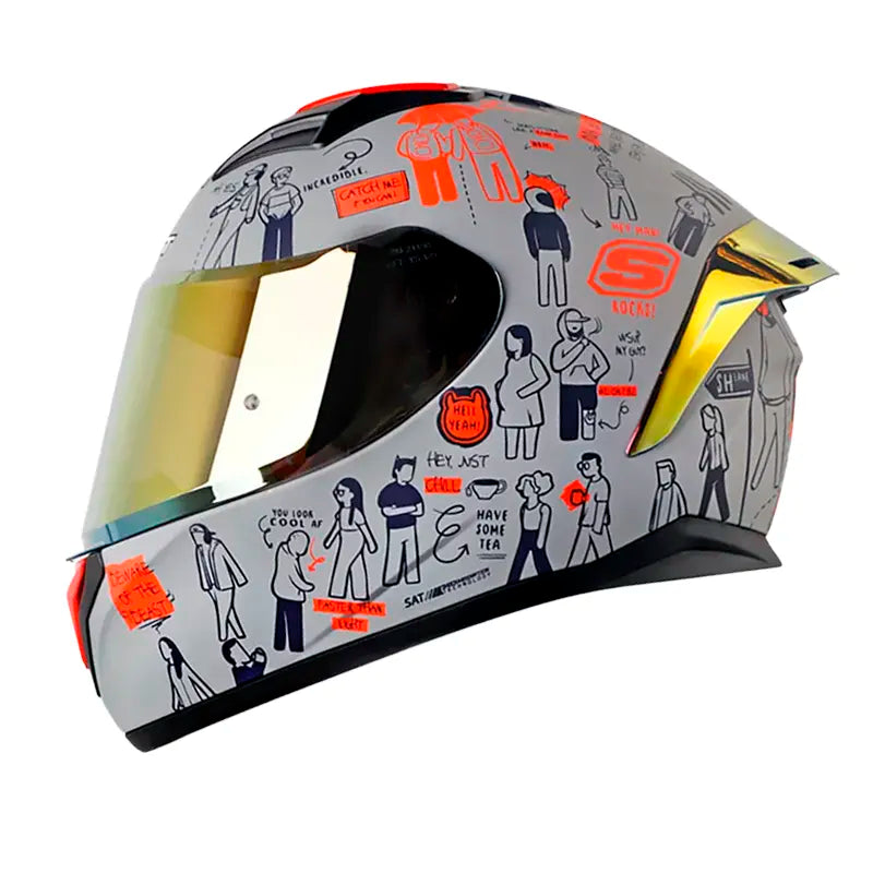 Casco Shaft 582Sp Evo People Walk Gris Rojo Visor Iridium Rojo