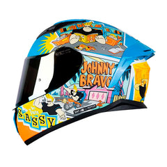 Casco Shaft 582Sp_Evo Johny Bravo Azul Full Color Visor Iridium Dorado