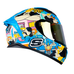 Casco Shaft 582Sp_Evo Johny Bravo Azul Full Color Visor Iridium Dorado 3