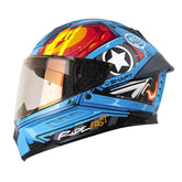 Casco Shaft 595 Gunn Azul Naranja Visor Iridium Morado