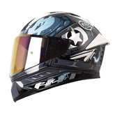 Casco Shaft 595 Gunn Gris Oscuro Azul Visor Iridium Morado 1