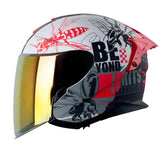 Casco Shaft Pro 240Dv Franz Gris Rojo Visor Iridium Rojo