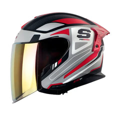 Casco Shaft Pro 240Dv Transverse Gris Rojo Visor Iridium Naranja
