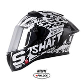 Casco Shaft Pro 606Sp Racing Negro Blanco Visor Revo Plateado 11