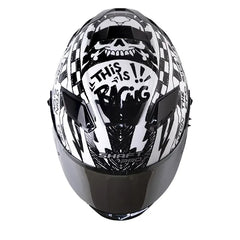 Casco Shaft Pro 606Sp Racing Negro Blanco Visor Revo Plateado 3