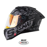 Casco Shaft Pro 606Sp Racing Negro Gris Visor Revo Rojo 1