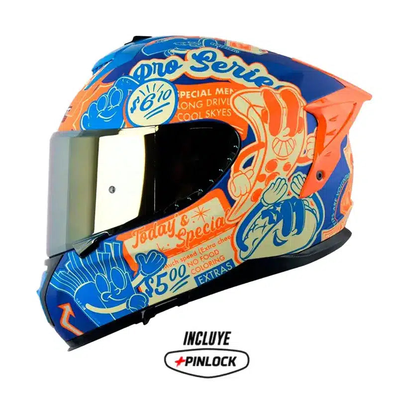Casco Shaft Pro 610Dv Evo Fast_Food Azul Visor Iridium Dorado