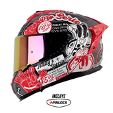 Casco Shaft Pro 610Dv Evo Fast_Food Gris Rojo Visor Iridium Rojo