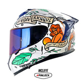 Casco Shaft Pro 610Dv Evo La Buena Vida Blanco Verde Visor Iridium Azul
