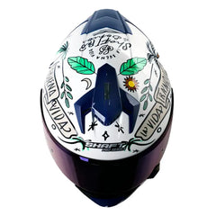 Casco Shaft Pro 610Dv Evo La Buena Vida Blanco Verde Visor Iridium Azul 3