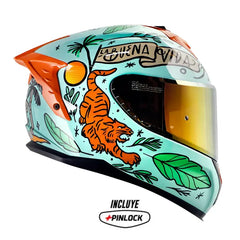 Casco Shaft Pro 610Dv Evo La Buena Vida Verde Claro Visor Iridium Rojo 2