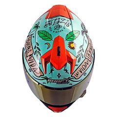 Casco Shaft Pro 610Dv Evo La Buena Vida Verde Claro Visor Iridium Rojo 3