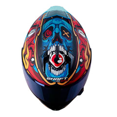 Casco Shaft Pro 610Dv Evo The Reptule Negro Rojo Visor Iridium Azul 2