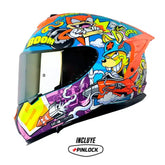 Casco Shaft Pro 610Dv Evo Warz One Azul Naranja Visor Iridium Dorado