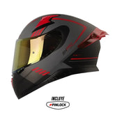 Casco Shaft Pro 612Dv Evo Aura Gris Rojo Visor Iridium Rojo