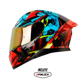 Casco Shaft Pro 612Dv Evo Dracula Negro Rojo Visor Iridium Rojo