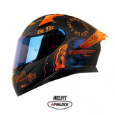 Casco Shaft Pro 612Dv Evo Encripter Negro Naranja Visor Iridium Azul 1