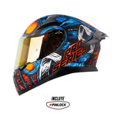 Casco Shaft Pro 612Dv Evo Faraon Negro Naranja Visor Iridium Rojo
