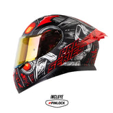 Casco Shaft Pro 612Dv Evo Faraon Negro Rojo Visor Iridium Rojo