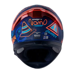 Casco Shaft Pro 612Dv Evo Nomo Azul Oscuro Naranja Visor Iridium Dorado 3