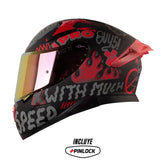 Casco Shaft Pro 612Dv Evo Nomo Negro Rojo Visor Iridium Rojo