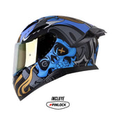 Casco Shaft Pro 612Dv Inside Soul Azul Gris Visor Iridium Dorado