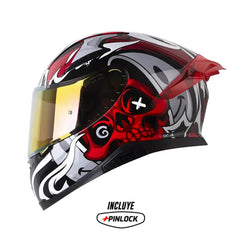 Casco Shaft Pro 612Dv Inside Soul Rojo Oscuro Gris Visor Iridium Rojo 1