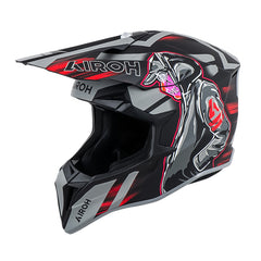 Casco Airoh Wraaap Cyber Negro Gris Rojo