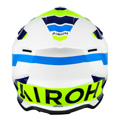 Casco Airoh Wraaap Vision Blanco Amarillo Azul