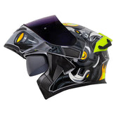 Casco Hro 3400Dv Evo Robot Gris Amarillo Neon Visor Iridium Azul